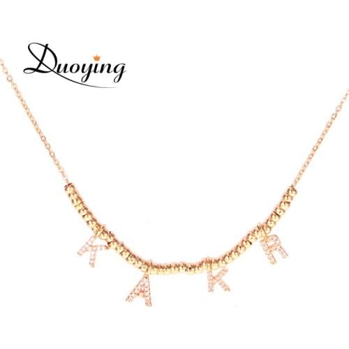 DUOYING Fashion Women 6MM letter necklaces Personalized Bead Name Necklace Unique Custom Jewelry necklace For Christmas Gifts