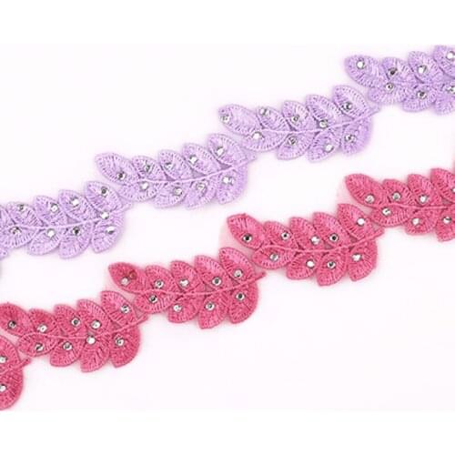 1 Yard 2.5CM Color Polyester Snowflake Sticker Diamond Lace DIY Hair Accessories Wedding Dress Clothing Decoration Accessories