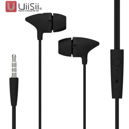 UiiSii Black Color In-Ear Phone Subwoofer Bass Sport Earphone with MIC Luxury Metal 3.5mm for Sports Smartphone