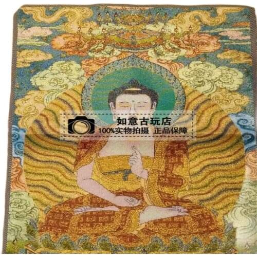 Nepal Tibet Tangka Paper and Silk Hanging Painting Worship Lotus Pure Bottle Guanyin