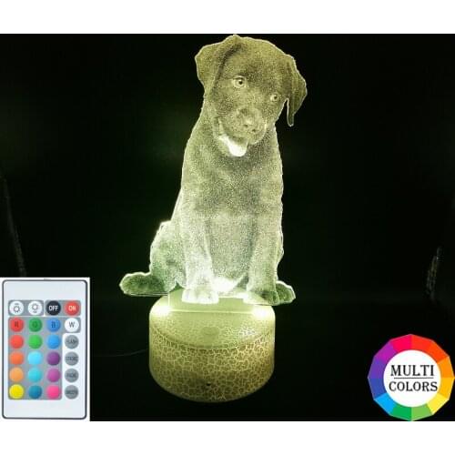 Novelty Night Light Cute Labrador Puppy 3D Led Table Lamp Pet Dog Nightlights Kids Room Decoration RGB Color Gift Bluetooth Base