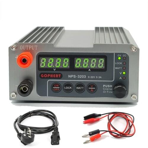 New Gophert NPS-3203 0-32V 0-3A Adjustable DC Switching Power Supply 110/220V AC to 32V DC 3A Transformer 4 digits display