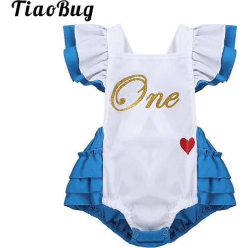 TiaoBug Baby Girls Roleplay Clothes Flutter Sleeves Letters Printed Romper Toddlers Kid Halloween Carnival Cosplay Party Costume