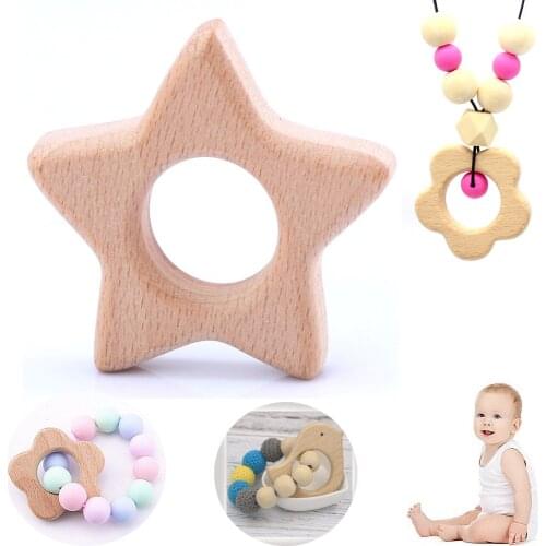 OlingArt 52MM 2pcs/lot beech wooden unfinished star natural childrens toys DIY Organic Eco-friendly jewelry Making