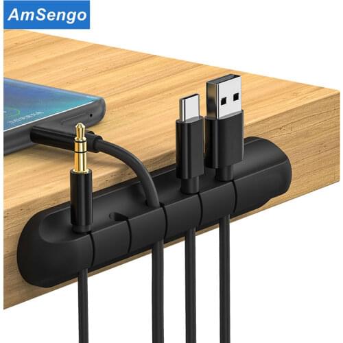 Amsengo Cable Organizer Silicone USB Cable Winder Desktop Tidy Management Clips Cable Holder for Mouse Keyboard Earphone Headset