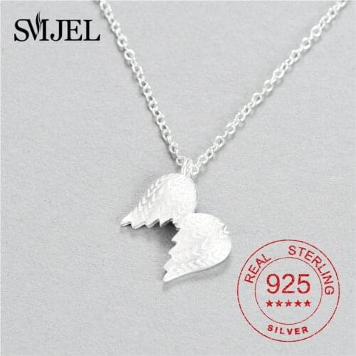 Genuine 925 Sterling Silver Angel wings Necklace Pendants for Women Trendy Flying Wing Choker Valentines Day Gifts