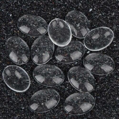 50pcs/lot 13x18mm High Quality Oval Flat Back Transparent Clear Domed Glass Cabochon For DIY Fashion Jewelry Making