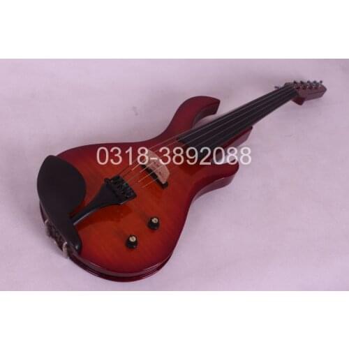 5 string Violin Electric Silent Nice Sound Solid wood red yellow 4/4 6.5 jack