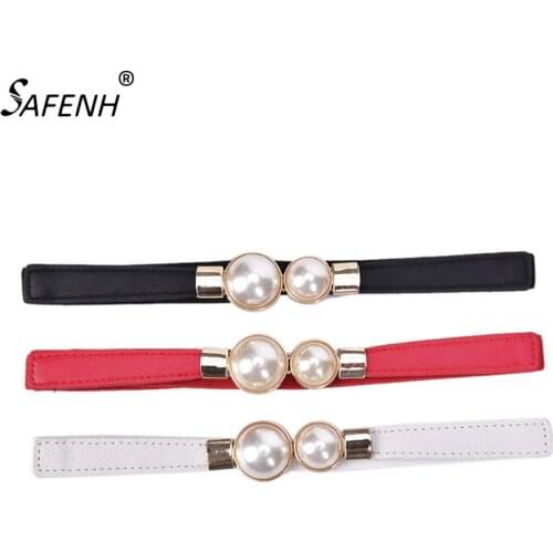 PU Leather Belt Vintage Girls Sexy Thin Belt For Ladies Belt Pearl For Dresses Skirt Decoration Fashion Girdles Gifts