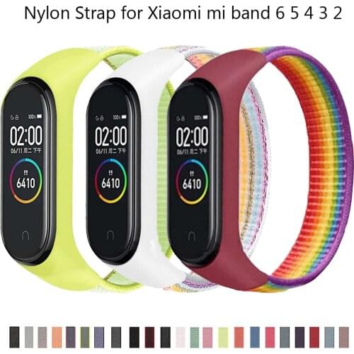 Nylon Sport Loop Strap for Mi band 6 5 4 Replacement Watchband correa xiaomi mi band 3 2 Adjustable Bracelet miband 6 wristband