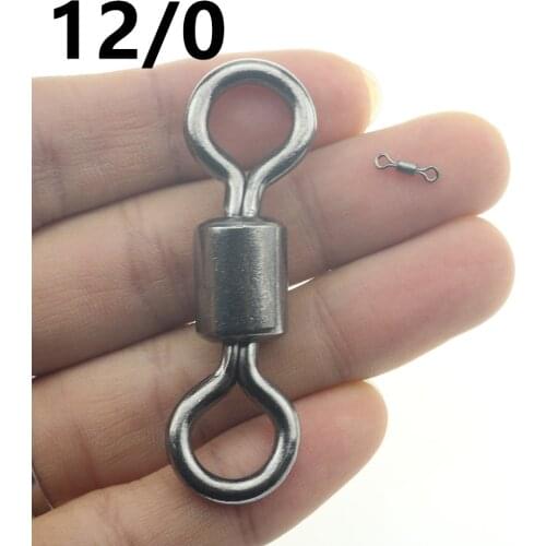 Rompin 12/0-1/0# super large size Rolling Barrel Fishing Swivel Black Nickle Fishing Hook Line Connector sea boat fishing Steel