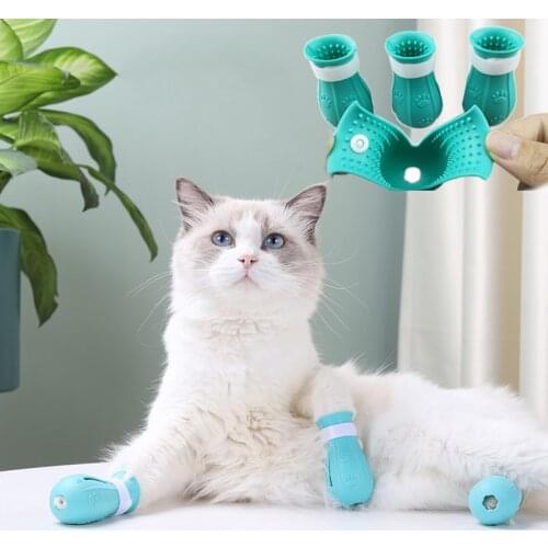 Washing Silicone Cat Bath Socks Shoes for Cats Katten Anti-Scratch Pet Grooming Cover mascotas gotas Accessories Dog Supplies