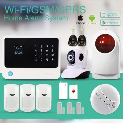 G90B plus APP controlled WiFi GSM alarm system work with wireless siren/ wifi IP camera /emergency button