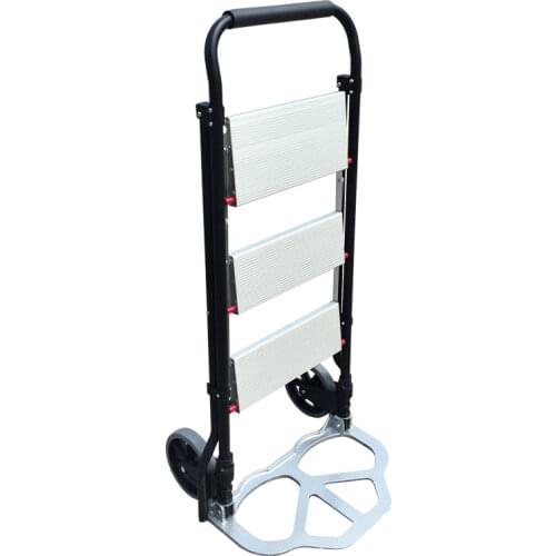 Dual use cart ladder Folding cargo trolley Household Aluminum alloy ladder Load for 150KG sturdy steel bracket Rubber wheels