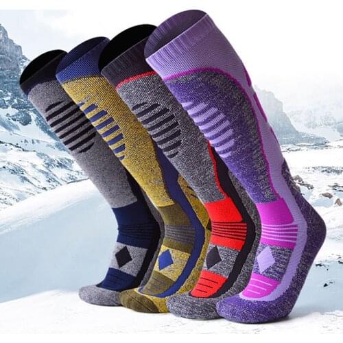 Breathable Thick Cushion Knee High Winter Sports Snowboarding Skiing Socks Winter Warm Thermal Socks Mountain Hiking Long Ski