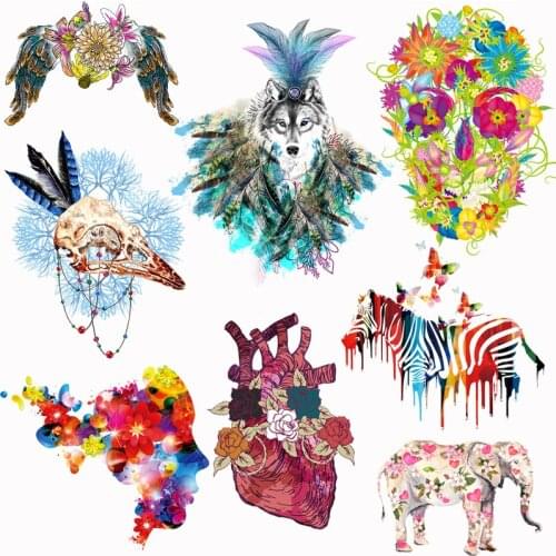 Prajna Punk Skull Iron On Transfers For Clothes Tshirt Thermal Heat Transfers Stickers On Clothes Appliques Washable