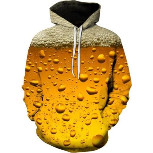 3D printing funny beer pattern sweatshirt hoodie unisex sweatshirt hip hop streetwear 2021 men and women hooded jacket 2021
