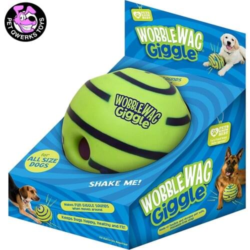 Wobble Wag Giggle Glow Ball Interactive Dog Toy Fun Giggle Sounds When Rolled or Shaken Pets Know Best As Seen On TV