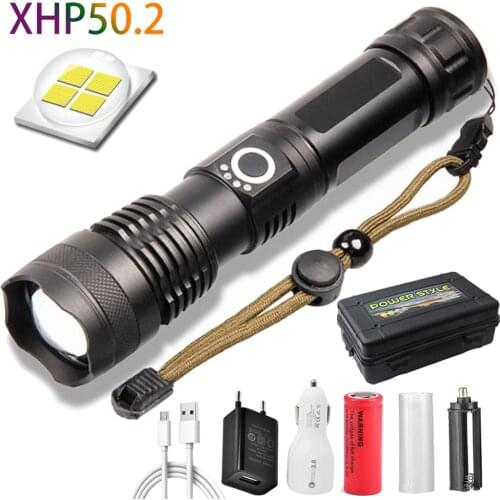 XHP50.2 Most Powerful Flashlight USB Rechargeable Waterproof Zoom Led Torch 18650 or 26650 Battery Lanterna for Camping Outdoor
