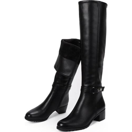 Koovan Women Wool Warm Winter Boots With Comfortable Shoes For Women Contracted Round Head Womens Boots