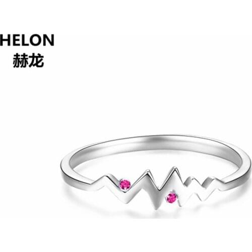 Solid 14k White Gold Natural Ruby Women Ring Engagement Wedding Band Trendy Fine Jewelry Anniversary Birthday Gift