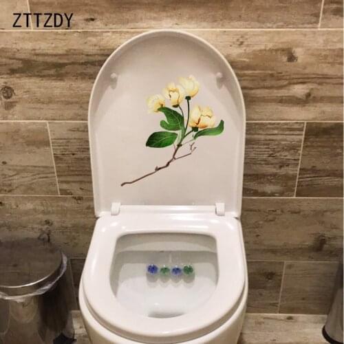 ZTTZDY 19.8*21.4CM Magnolia Flower Home Bathroom Decor Toilet Sticker Rooms Wall Decal T2-0471