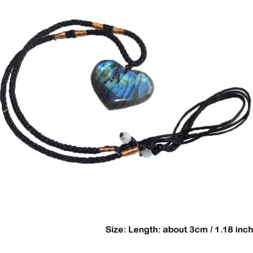1pcsNatural Heart Pendant Necklace Moonstone Crafts Wrap Braid Protection Original Stone Macrame Hanging Ornament For Men Women