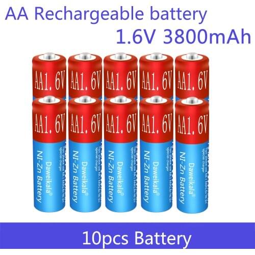 10pcs/lot AA battery 3800mAh 1.6V Ni-Zn aa rechargeable battery Replace 1.5V/1.2V AA Battery for Toys Camera Remote control