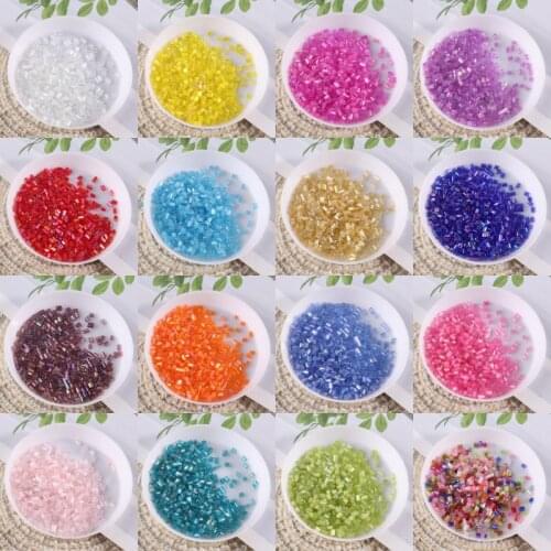 1200Pcs/Lot 2mm Brilliant Glass Beads Transparent DIY 11/0 Glass Bugle Seedbeads For Craft Jewelry Garment Accessories