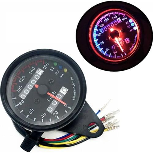 Universal 12V Dual LED Backlight Night Readable Speedometer Gauge Panel Motorcycle Odometer Instrument