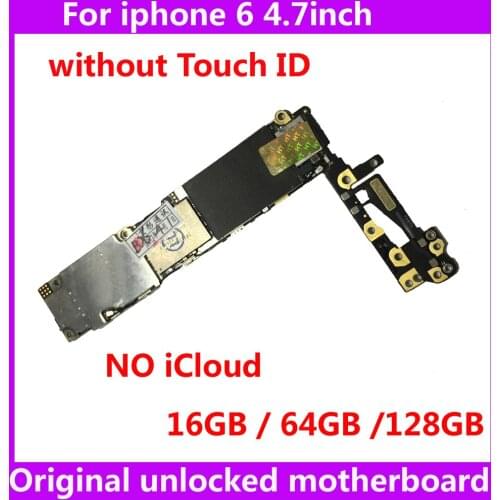16GB 64GB 128GB original motherboard without touch ID for iphone 6 Clean and free iCloud IOS system mainboard 100% tested unlock