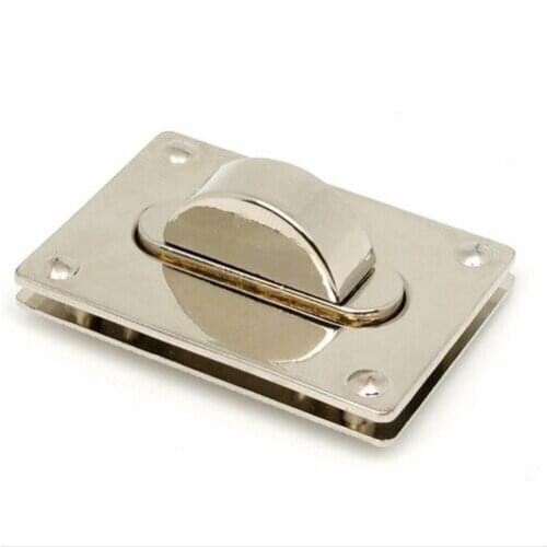 48 x 35 mm Silver Retangle Turn Lock Nickel Metal Bag Lock 20sets/lot