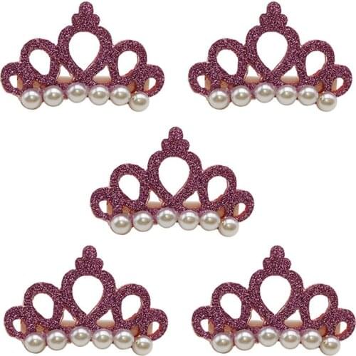 5Pcs Dog Faux Pearl Crown Hair Clip Puppy Hairpins Photography Props Pet Decor R7RC