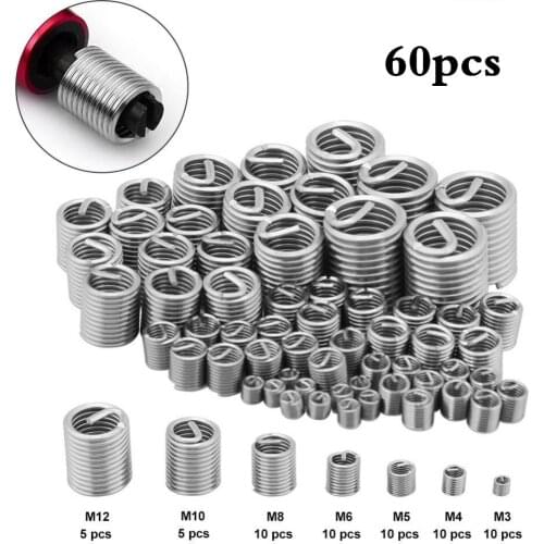 60pcs Stainless Steel Thread Repair Kit M3 M4 M5 M6 M8 M10 M12