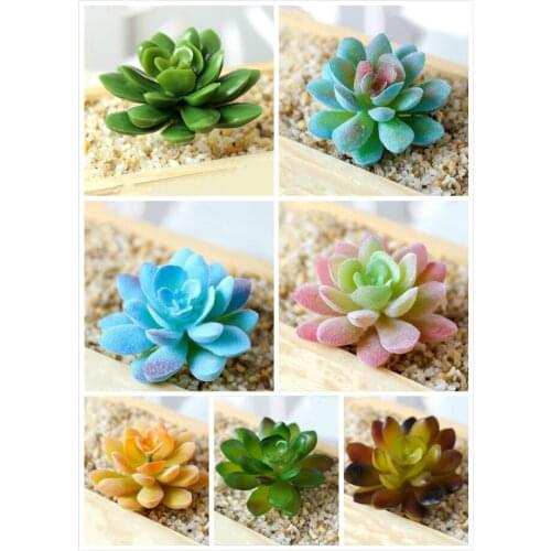 7Styles Green Flocked Artificial Succulent Plants Home Garden Bedroom Hotel Christmas Halloween Wedding Party Decor Fake Plants
