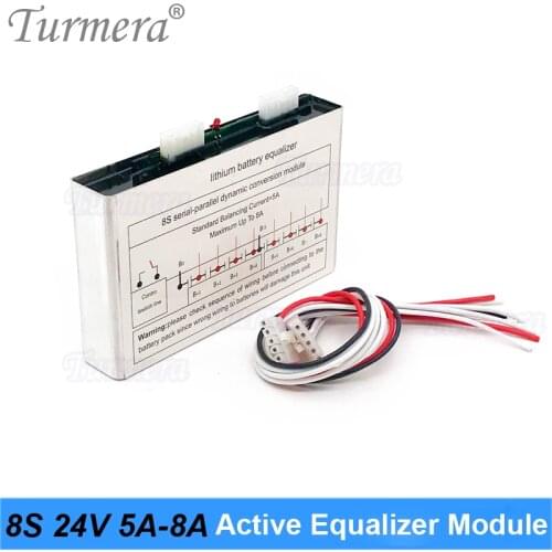 Turmera 8S 24V 5A 8A Active Equalizer Module for 3.2V 100Ah 280Ah 310Ah Lifepo4 Battery and 3.7V 18650 Lithium Battery Pack Use