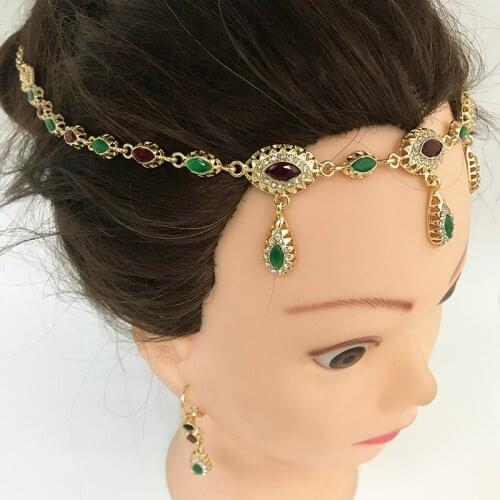 Arab vintagr metal hair chain headb fine jewelry design brand women wedding party dress crystal tiara hair clip hair accessories