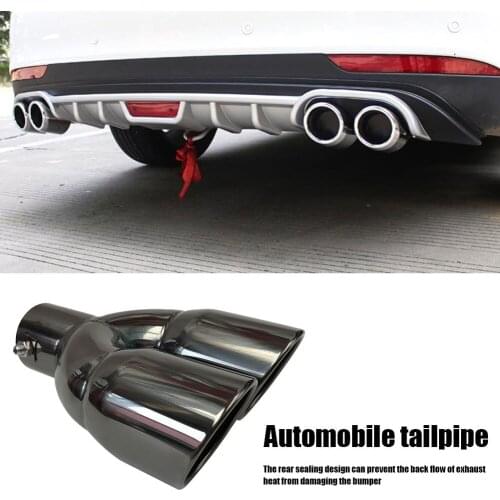 Car Dual Exhaust Tip Bolt-on Slant Cut Rolled Edge Stainless Steel Exhaust Tailpipe Muffler Tip Black Titanium Auto Supplies