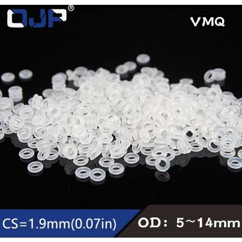 10PCS/lot White Silicon Ring Silicone/VMQ O ring 1.9mm Thickness OD5/6/7/8/9/10/11/12/13/14 O Ring Seal Rubber Gasket Washer