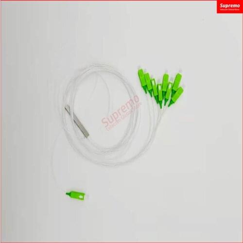 Free Shipping 10pcs/lot 0.9mm Steel Tube Fiber Optic PLC Splitter 1x8 SC/APCMini Blockless1*8 SC APC Connector1x8 SC/APCSplitter