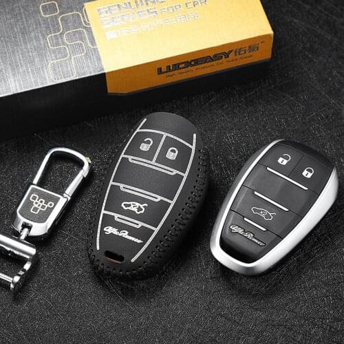 Luckeasy cover for alfa romeo giulia 2017 alfa romeo stelvio 2017 leather holster car key bag Key Case 3 button key2p