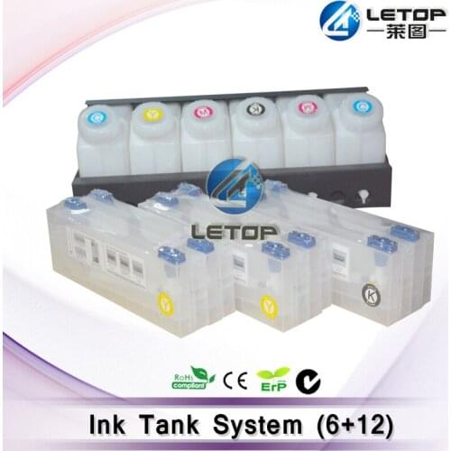ECO Solvent Inkjet Roland Mimaki printer bulk ink tank system 220ml 6+12 Cartridge Bulk Ink Tank and Cartridge Abssembly System