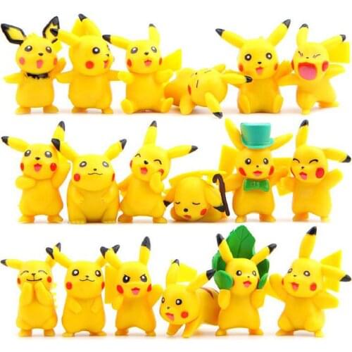 Pokemon Pikachu Action Figure Model Anime Cartoon Figures Dolls Cars Decoration Cake Accessories Collection Classic Toy Gift