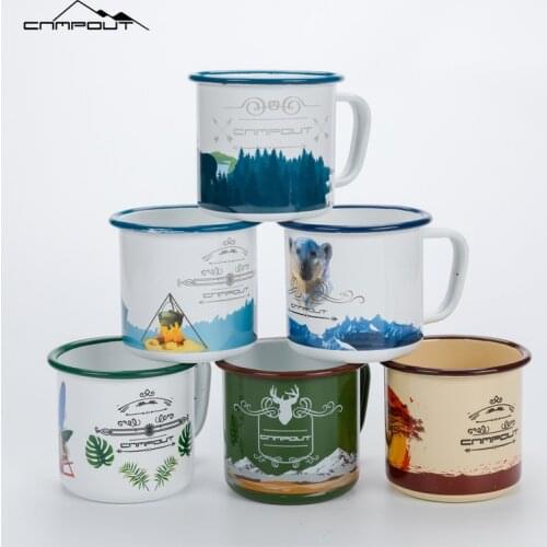 Chinese style enamel mug retro creative mug curling enamel mug thick enamel water cup