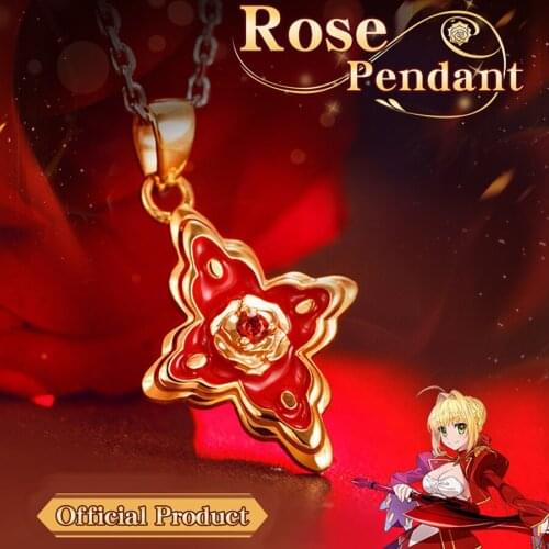 Fate/EXTRA Last Encore FGO Nero Rose Flower Pendant Necklace S925 Sterling Sliver Jewelry For Women Sweater Necklace Girls Gifts