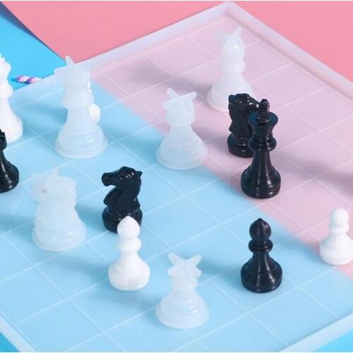 Chess Mold Crystal Epoxy Resin Chessboard Mould Casting Silicone Molds Craft