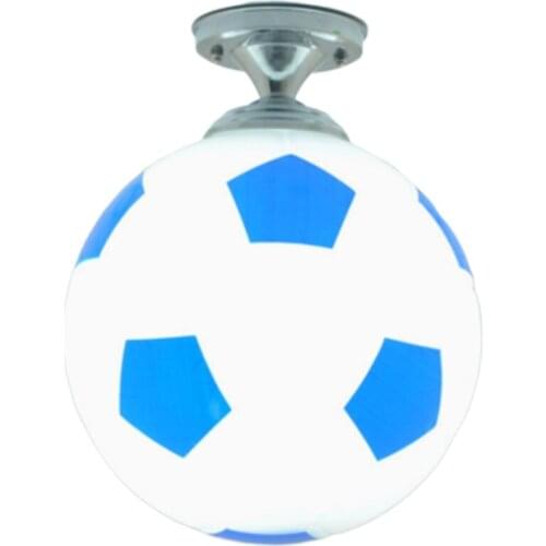 Soccer Ball Children Room Glass Led Ceiling Light Football Kids Room Led Lamp Bedroom Bar Ceiling Lights Home Lighting-Blue+Whi