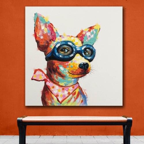 Oil Painting Picture Dog Pop Art Wall Decor Painted Wall Art Canvas Printed Living Room Painting Wall Art Pictures No Frame