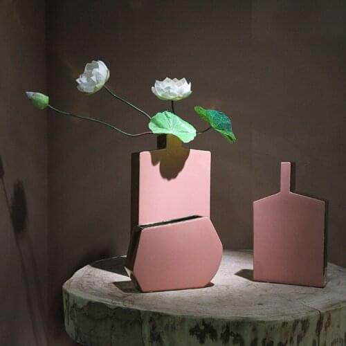 Creative High-end Light Luxury Morandi Colored Ceramic Vase Decoration Home Adornment Living Room Bedroom Dried Flower Ornaments