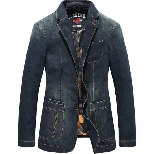 Spring Autumn Jacket Men Denim Coat Slim Fit Single Breasted Military Jacket Casual Fashion Cotton Jean Jacket Jaqueta Masculina